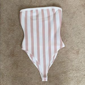 Pink and white stripped bodysuit